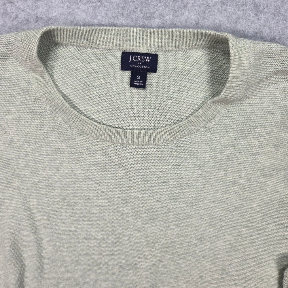 J.Crew Sweater Men Small Sage Green Cotton Textured Crewneck Pullover